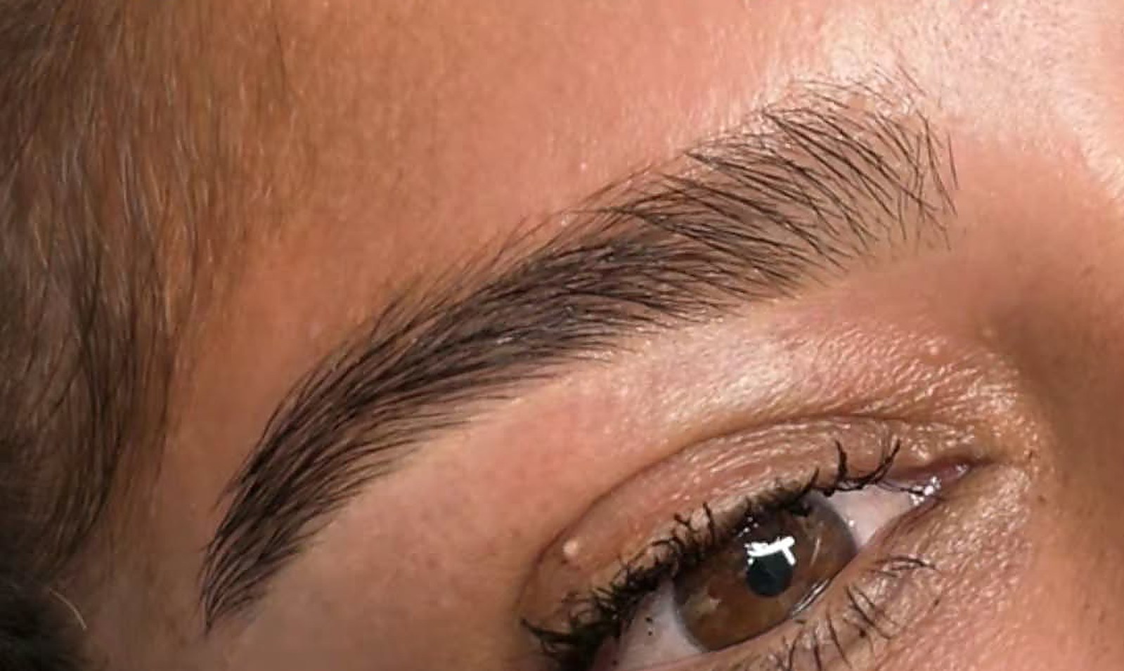 A thick brow shaped to a clean line, nothing thinned out